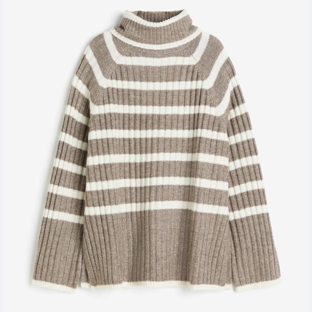 H&M women’s Striped Turtleneck Sweater jumper sz medium